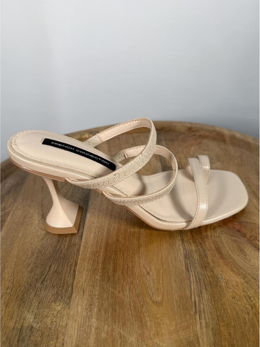 French Connection Heels Nude Strappy Square Toe Block Heel Sandals US 10 NWB - Picture 7 of 9